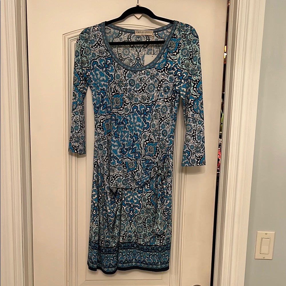 New Emilio  Picci Blue Paisley Dress